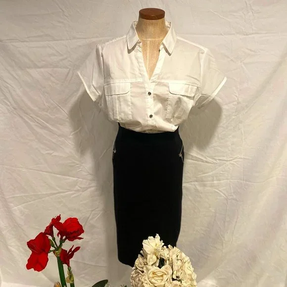 George White Button Up Blouse - Picture 1 of 3